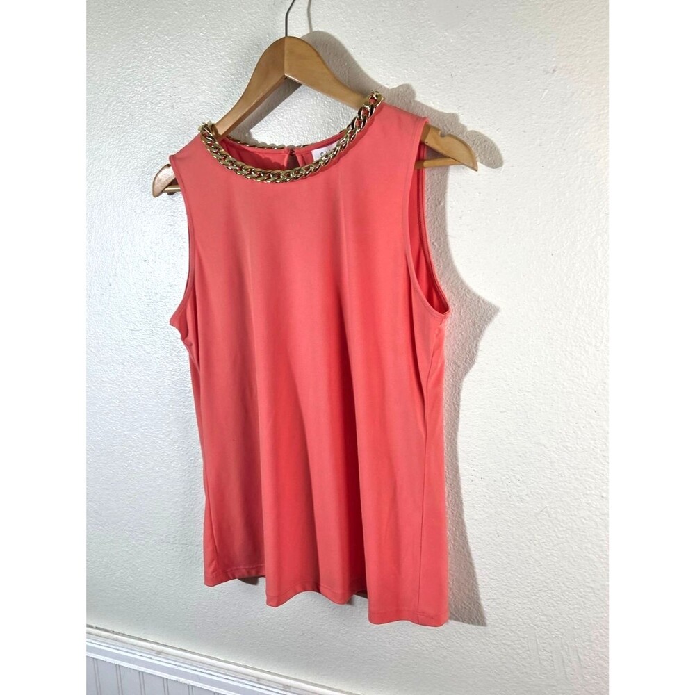 NWT Calvin Klein Coral Gold Chain Neck Sleeveless Top Y2K Medium